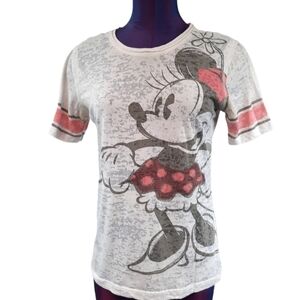 Disney Minnie Mouse Jersey Tee-Shirt Size  Large Pink & White Size Large U37